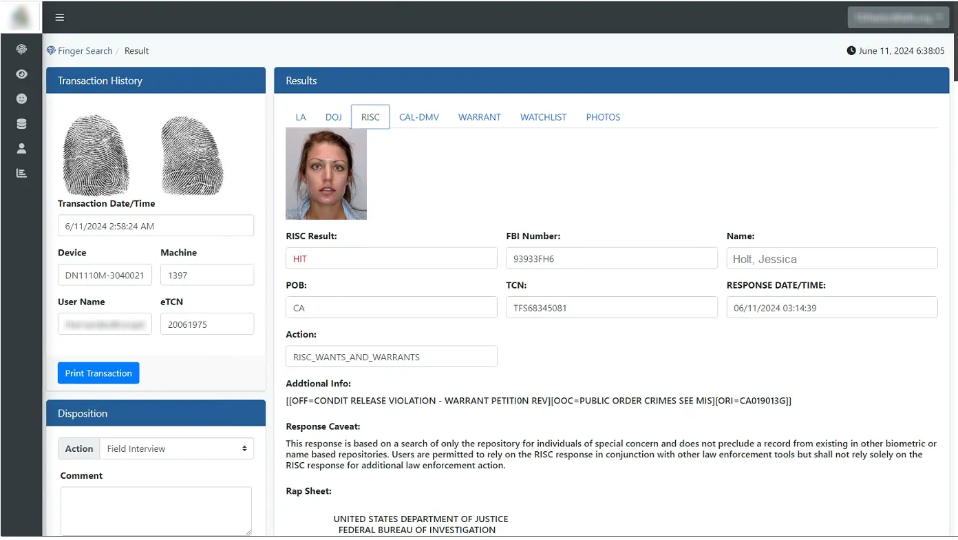 Secure Electronic Fingerprint Archive