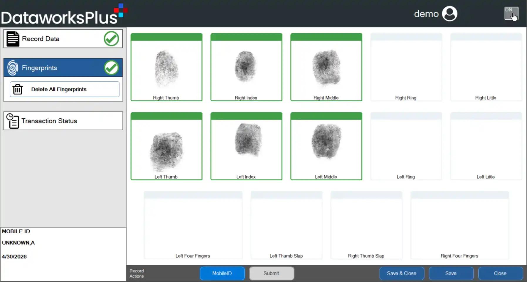 Fingerprint capture tablet